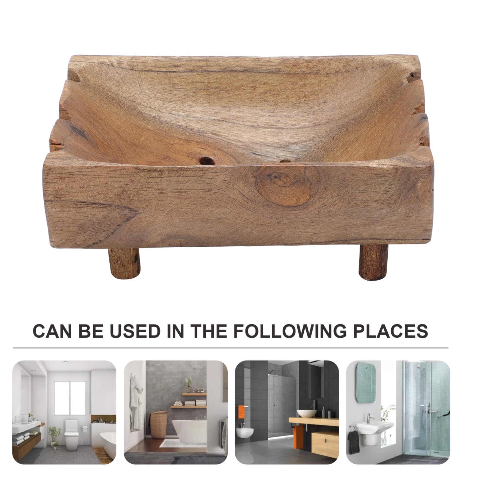 Jabonera De Madera Maciza Color Café Patas, Organizador y Caja De Almacenamiento para Baño y Cocina, Soporte Drenante para Jabón, Práctico y Natural, Juego 1 Unidad