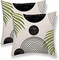 Vista 23 de Juego de 2 fundas de almohada bohemias de 20 x 20 pulgadas, con hojas bohemias abstractas de mediados de siglo, decorativas, para exteriores, fundas