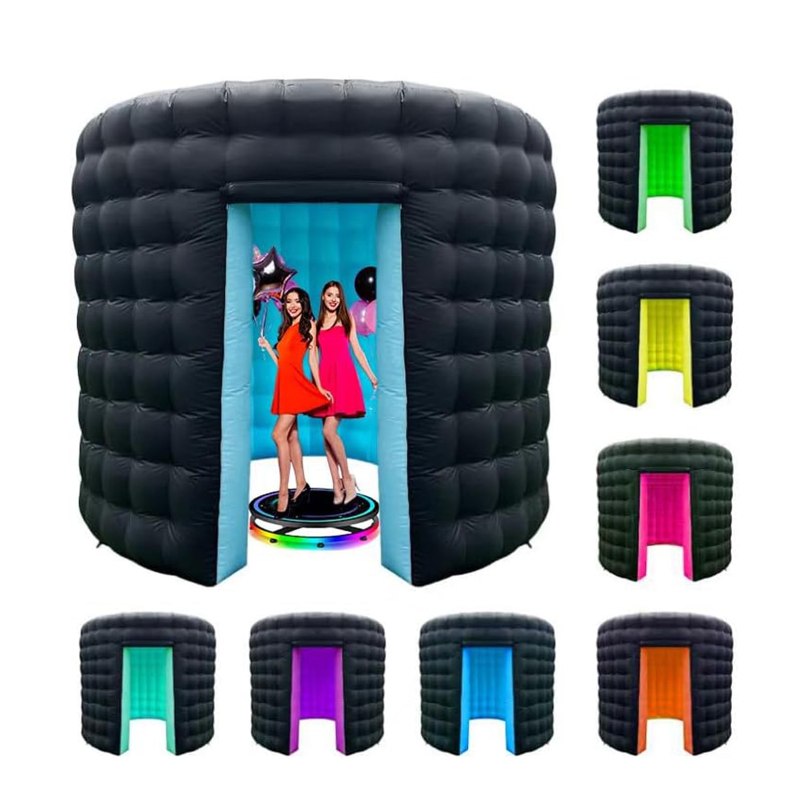 LQQYJSM 10ft Diameter Round Inflatable LED 360 Photo Booth Enclosure, Inflatable Photo Booth Enclosure Photobooth Tent Backdrop Inner W/RGB LED Light, for Wedding Parties Live Event