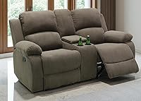 Vista 29 de Conjunto de sofá reclinable manual con mesa desplegable, 3 piezas de sofá reclinable de cuero negro, juegos de muebles para sala de estar, sofá