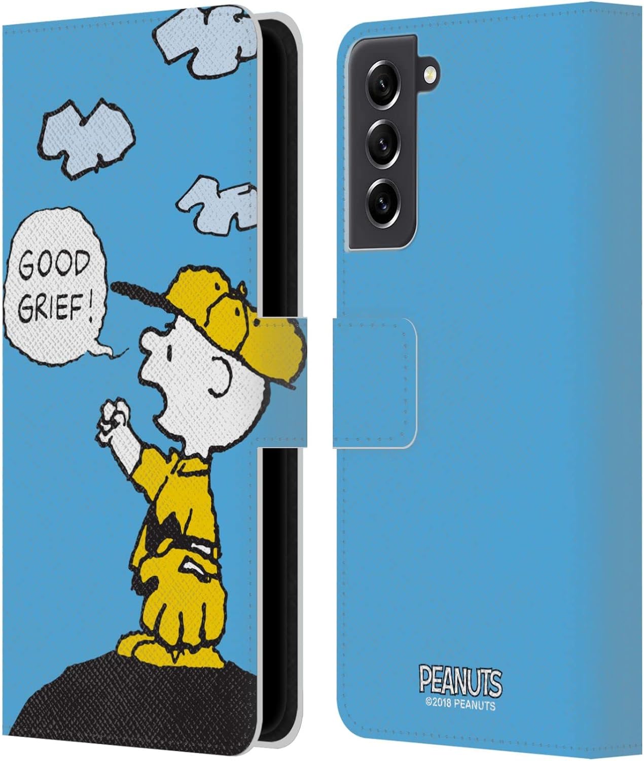 Head Case Designs Officially Licensed Peanuts Good Grief Charlie Brown Leather Wallet Case Compatible with Samsung Galaxy S21 FE 5G
