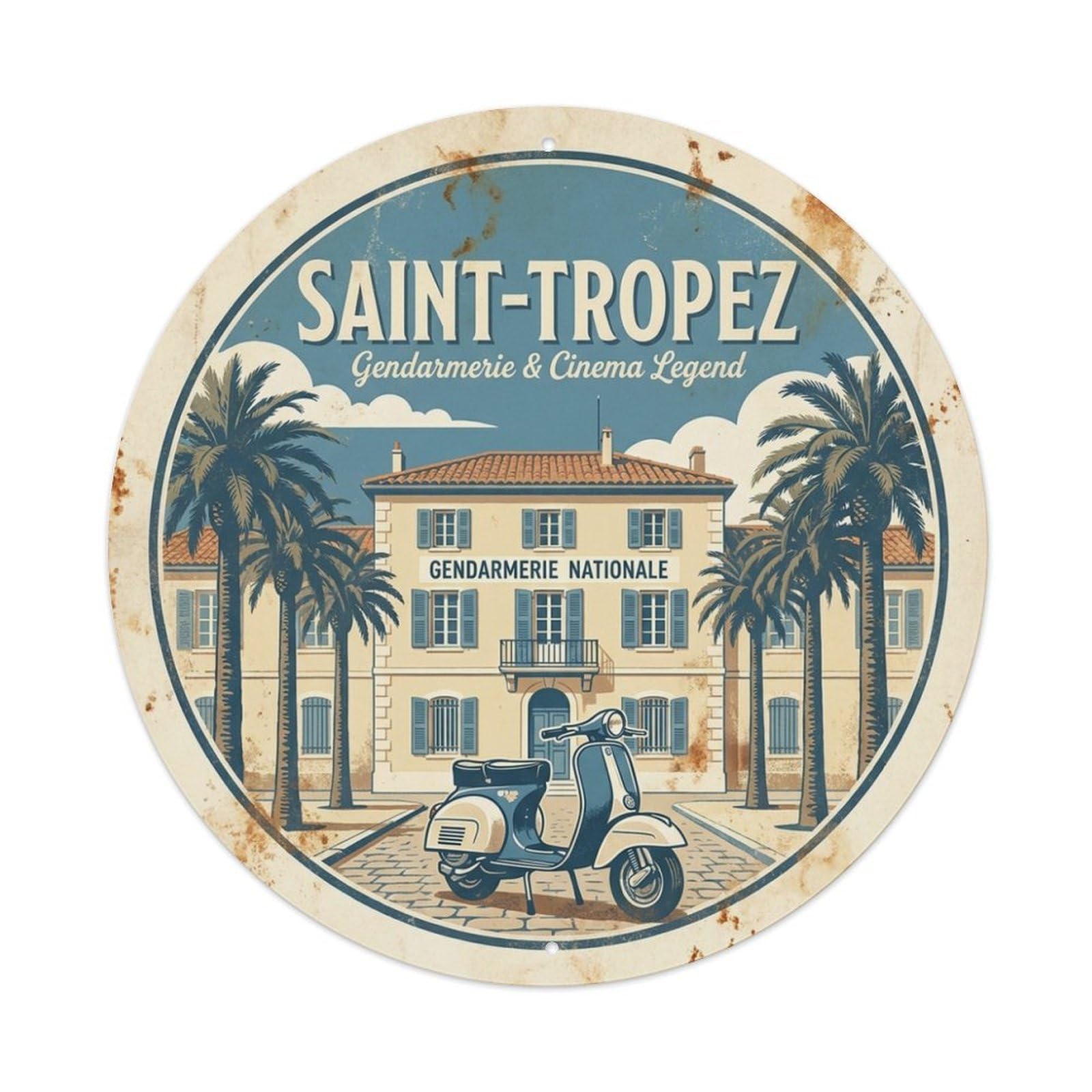 Police Station Facade Saint Tropez France Travel Metal Tin Sign