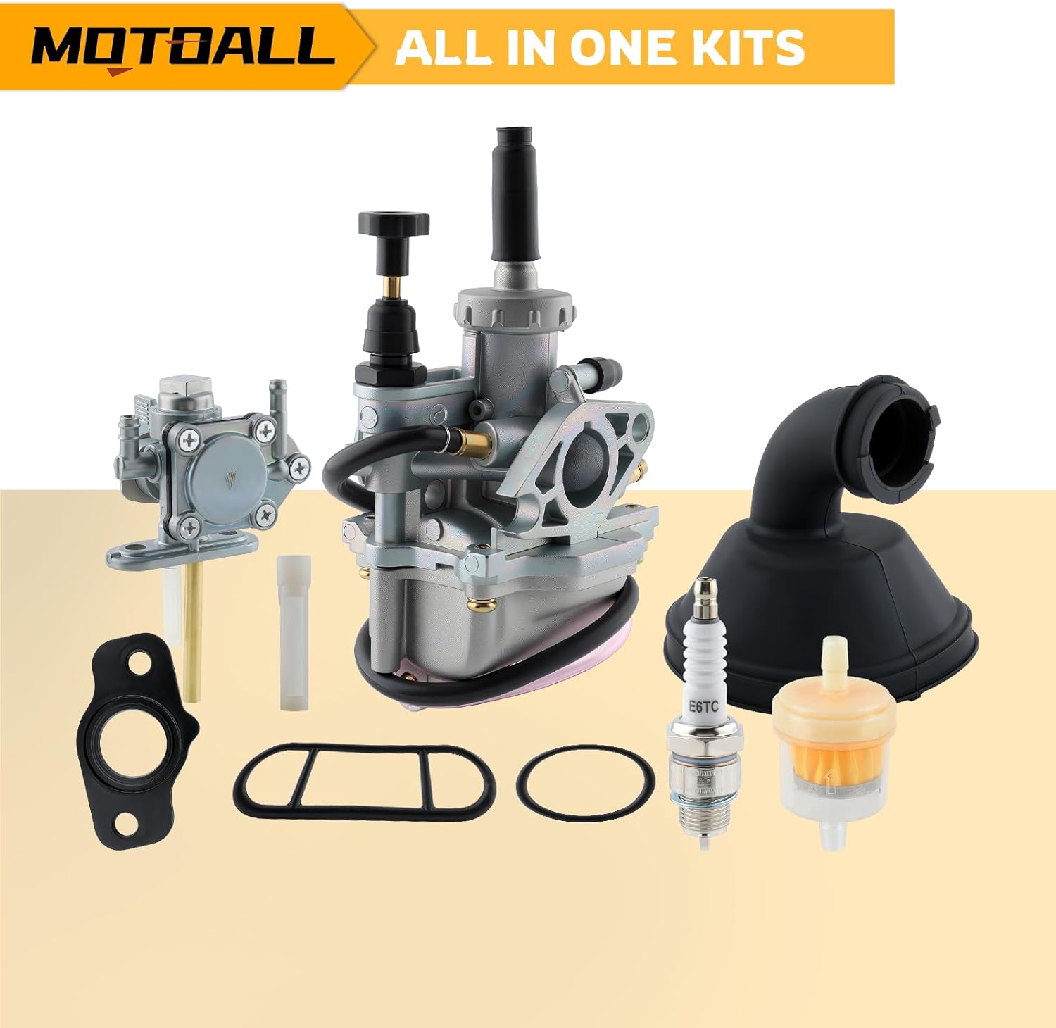 MOTOALL LT80 Carburetor for Suzuki LT80 QUADSPORT ATV 1987-2006 13200-40B00, 13200-40B10, Replace for Kawasaki KSF80 KFX80 2003-2006 15003-S005 with Spark Plug Intake Manifold Carb Insulator Block