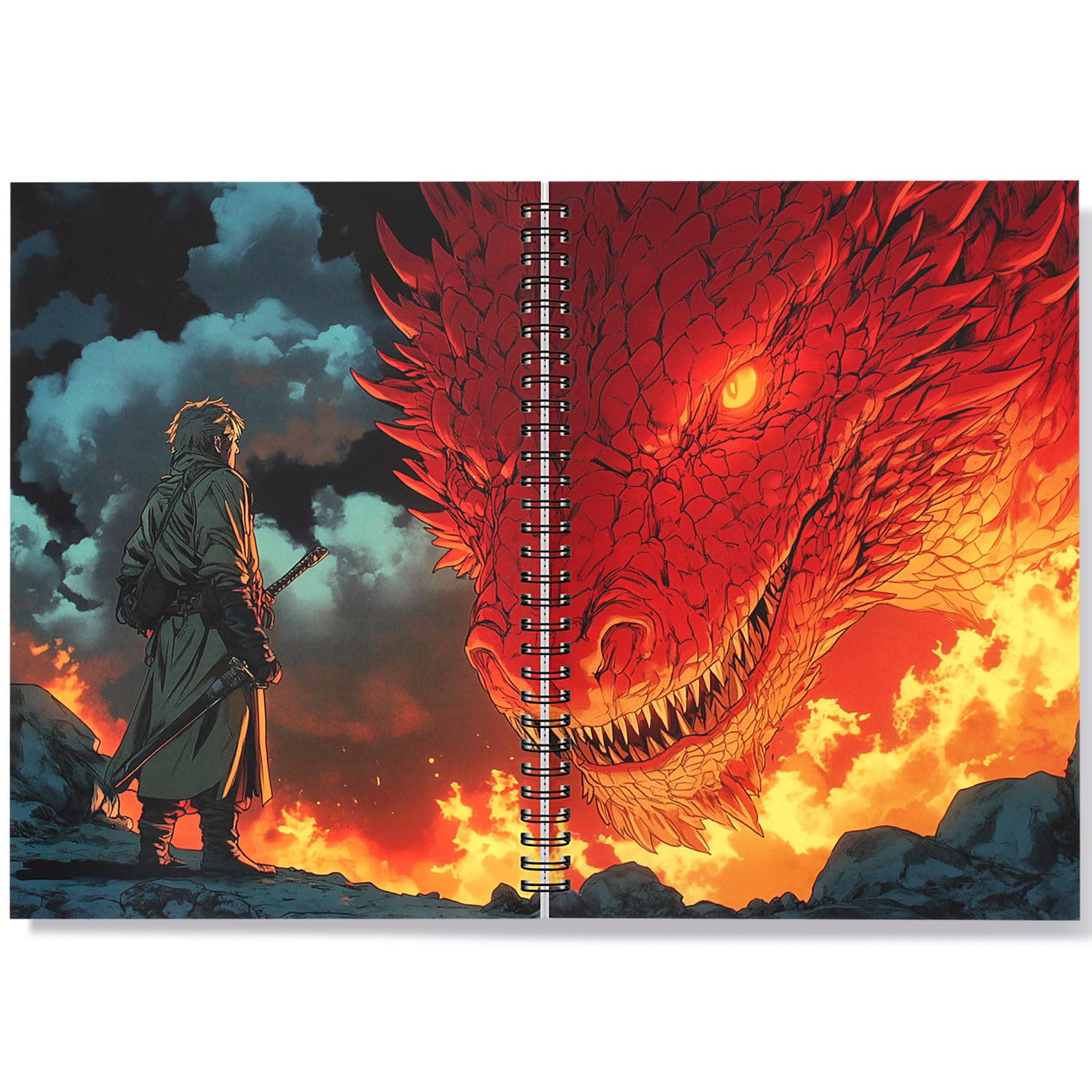Zaycca Spiral Journal Notebook,Epic Battle Spiral Notebook: Dragon Slayer Edition - B5 Size