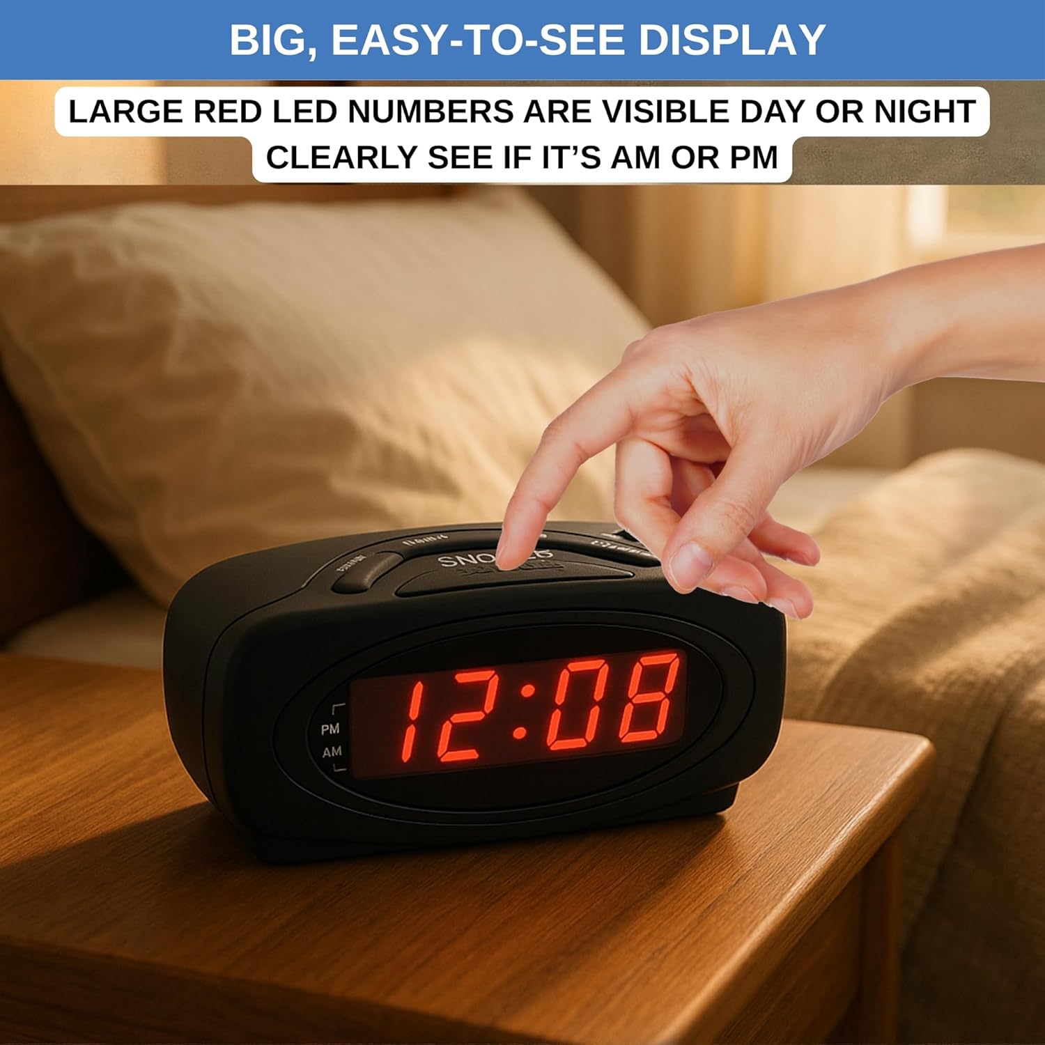 Digital Alarm Clocks for Bedrooms, Loud Alarm Clock for Heavy Sleepers Perfect for Bedroom, Desk, and Office by Ken-Tech