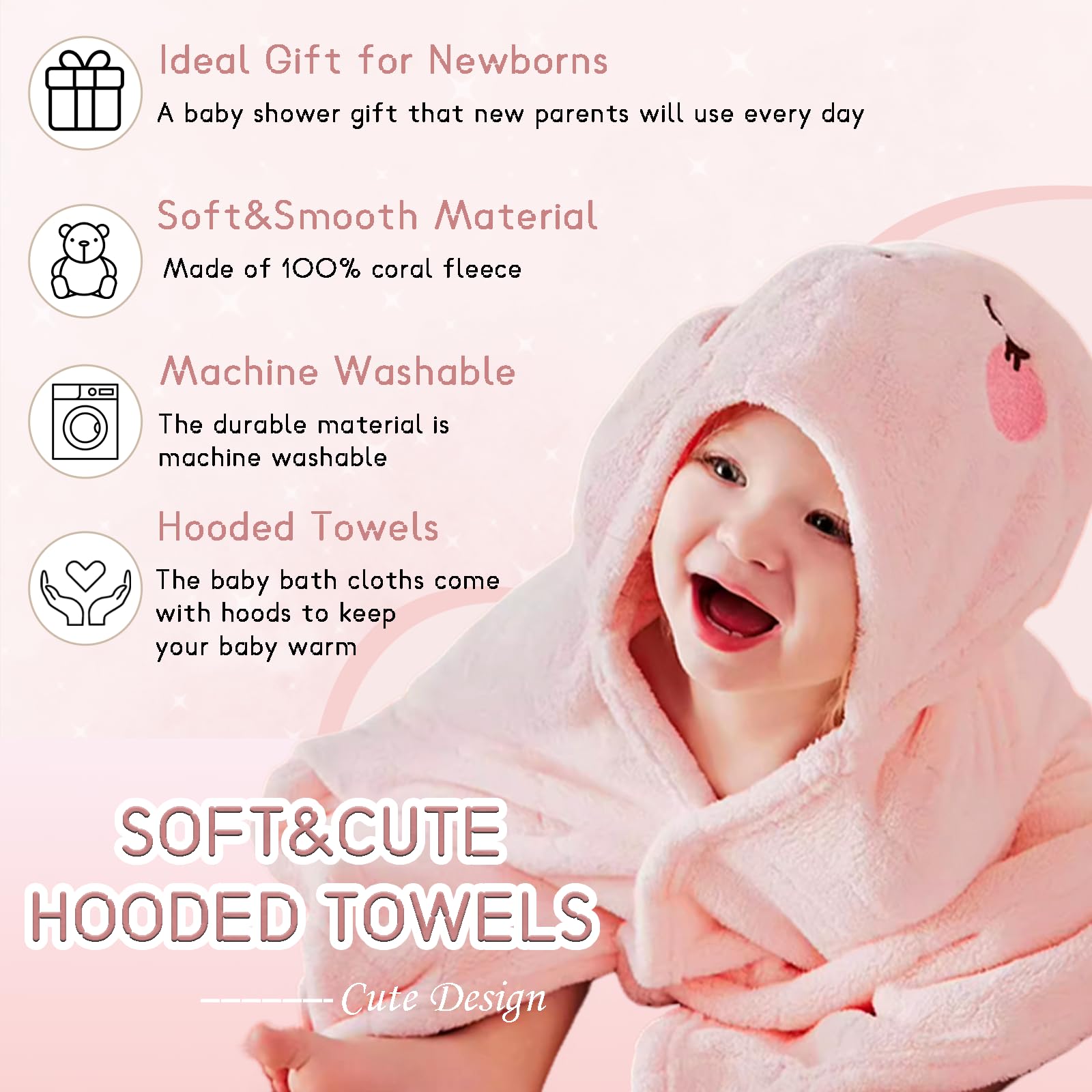 2 toallas de baño con capucha para niños pequeños y gruesas, 140 x 69 cm, toallas de baño con capucha para niña y niño súper absorbentes toallas con capucha de edad 1-5,
