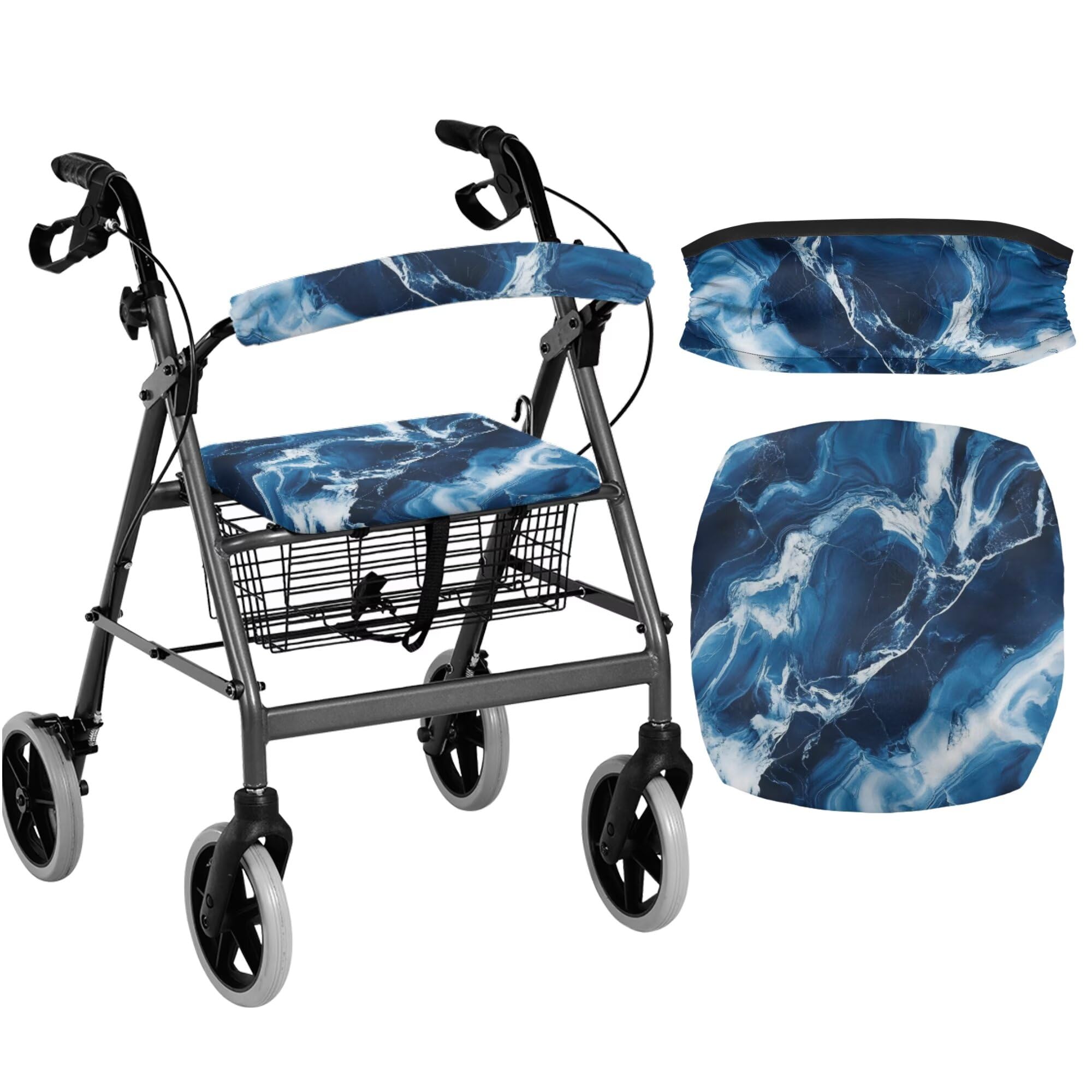 White Marble Walkers for Seniors Cover Universal Fit Walker Accessories Walkers for Seniors with Seat Cover Washable Rollator Covers — Amazon image 18