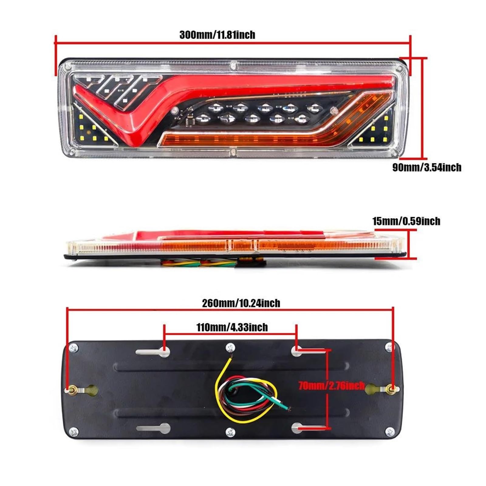 Genérico Faros Traseros 2 uds 12V 24V luces traseras camiones remolques coches luz trasera LED señal giro para autobús Luz Izquierda