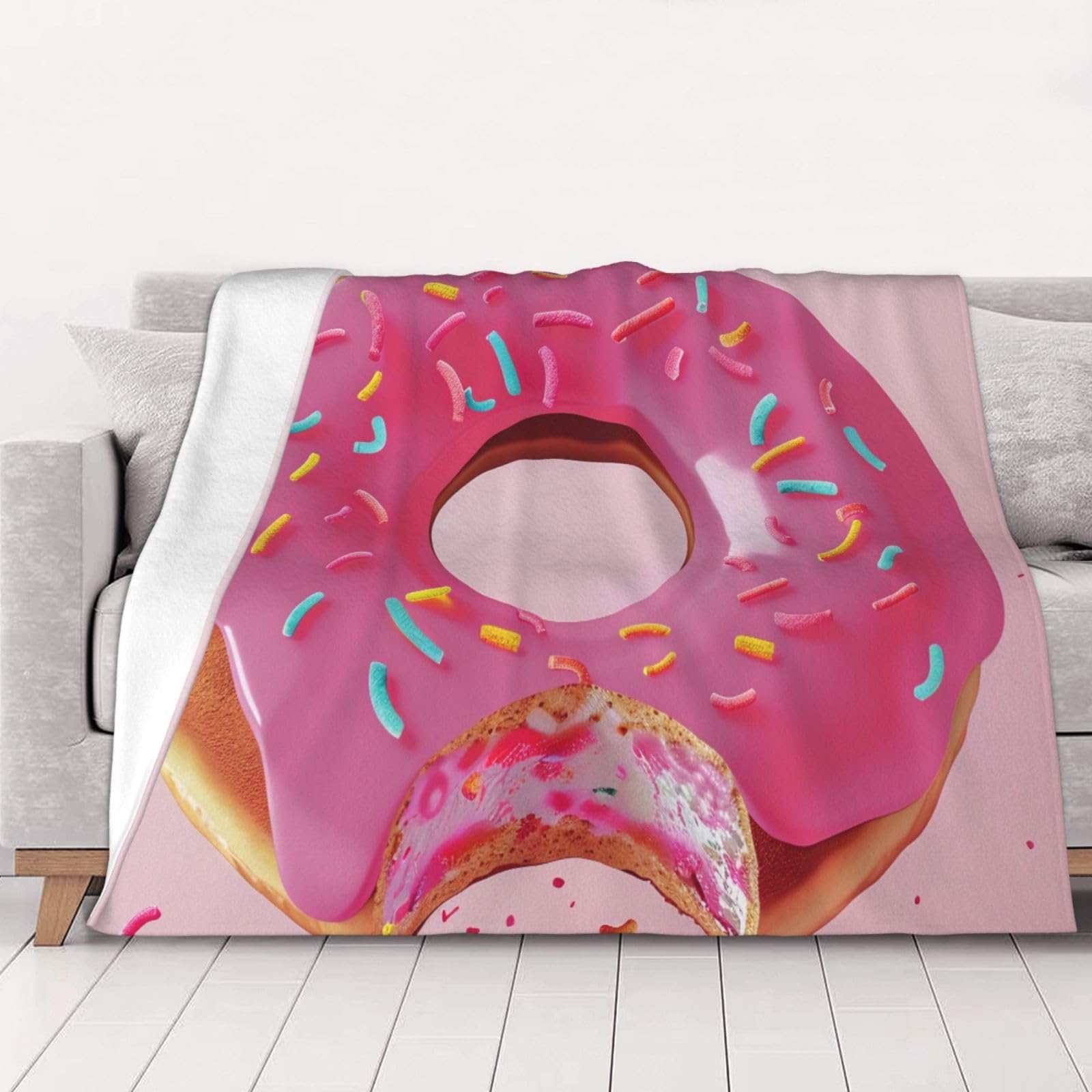AUBKFELD Donut Printed Flannel Blanket 200x150 CM, Soft & Warm Throw Blanket for Sofa/Couch/Bed/Car, Gifts for Audlts Women Men