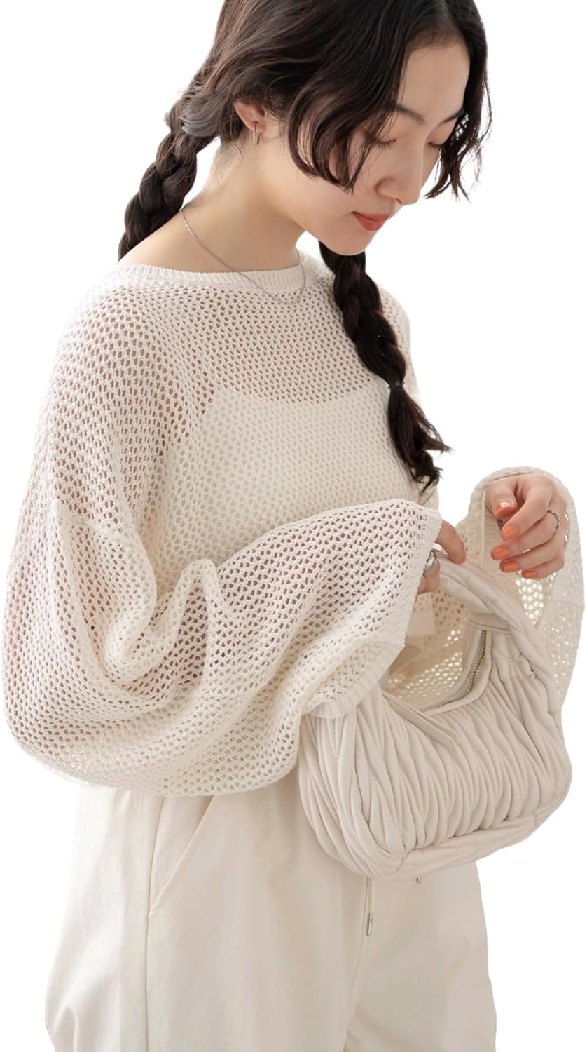 半袖 ニットレディース トップス ニットソー セーター 袖あり 5分袖