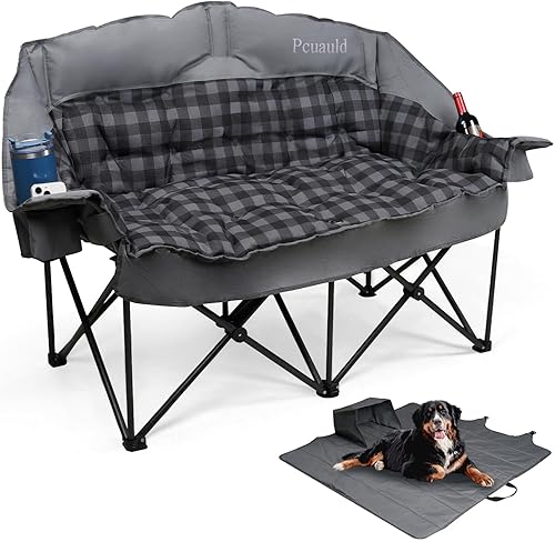 Double Camping Chair Padded Loveseat Camping Couch, Oversized 2 Person