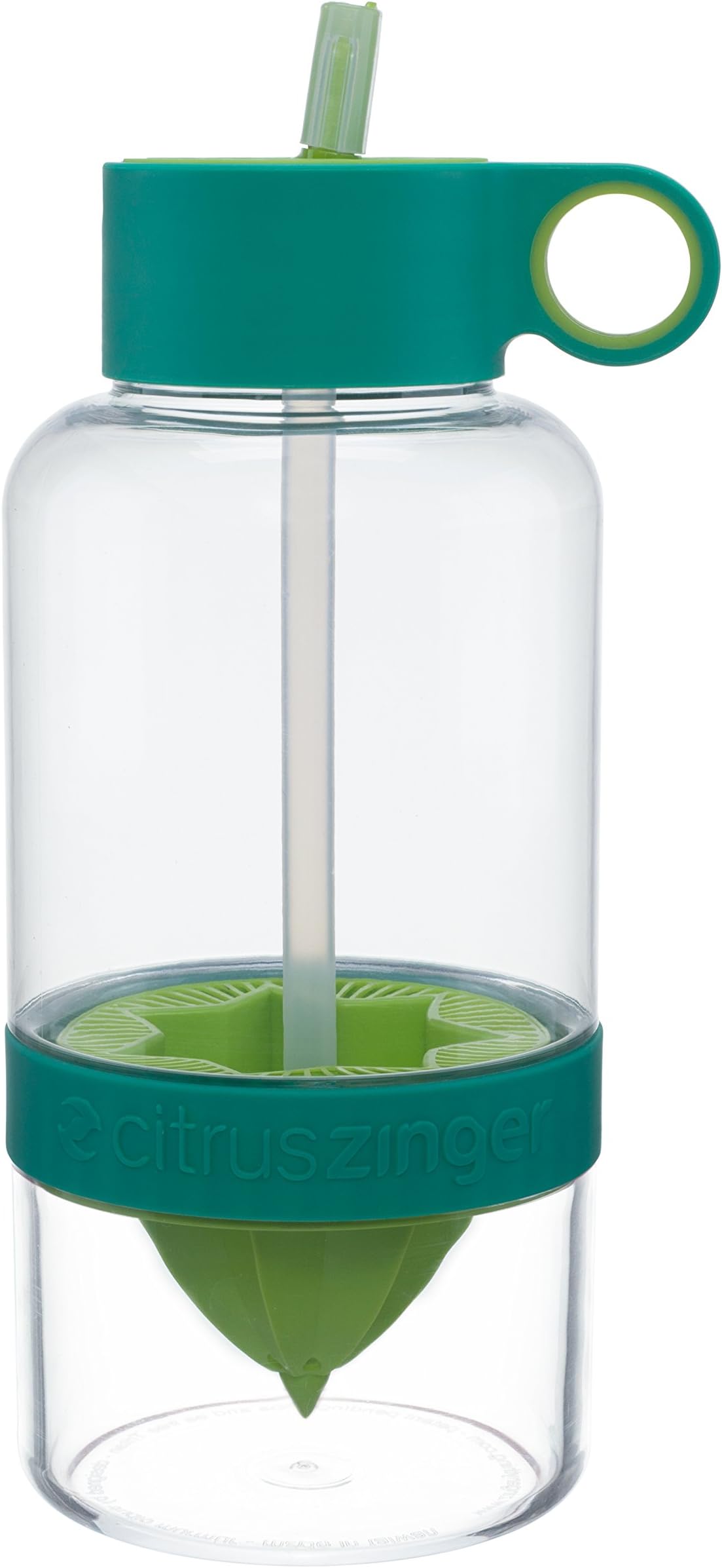 Citrus Zinger Biggie by Zing Anything, Active Infusion Water Bottle, Citrus Fruit Infusion, BPA EA free Tritan, Reusable Water Bottle, Hydration, Infusion Technology, Flip Up Straw Cap, 36 oz., Green