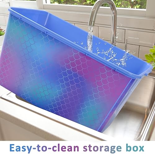 Miniatura 5 de Contenedores organizadores de almacenamiento con tapas, 4 unidades, cajas de contenedores resistentes de 58 cuartos de galón, contenedores de