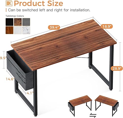 Miniatura 19 de ODK Escritorio de computadora grande de oficina, escritorio de 48 pulgadas con almacenamiento, moderno escritorio de PC con gancho para auriculares