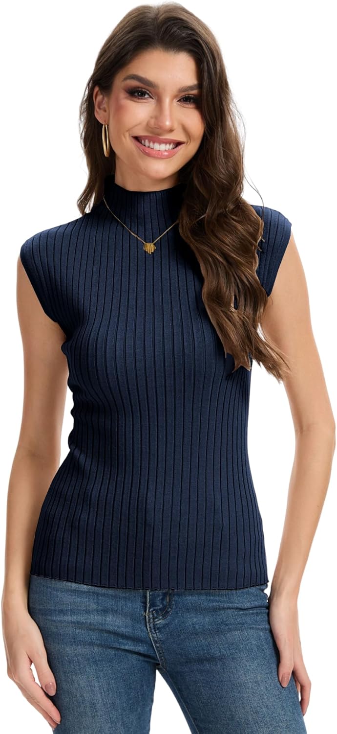 Breezy Lane Sleeveless Mock Neck Tops for Women Sweater Vest Mock Turtlenecks Knit Vests - Image 7