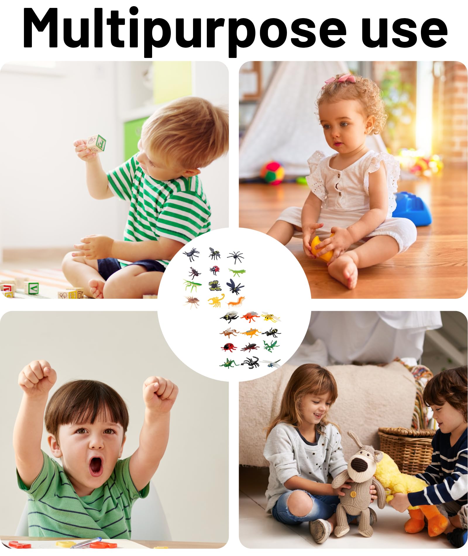 Buildcon 24 Pcs Animals Set for Kids, Kids Animal & Insect Figurine Set - Realistic Bees, Butterflies & More for Educational Play & Learning | Toddler Animal Toys for Hands-On Cognitive Development 4