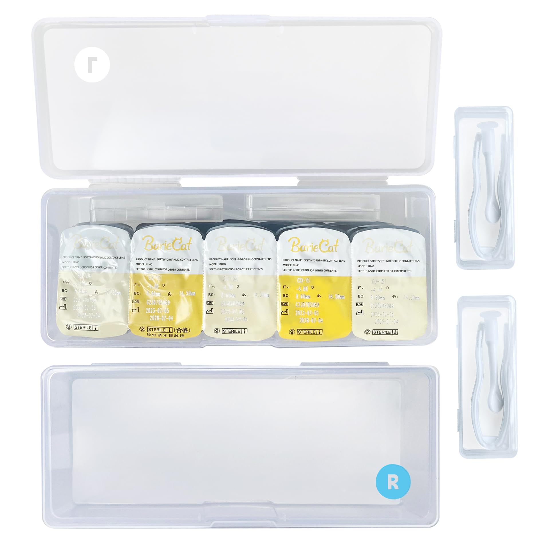 2 Pack Contact Lens Organizer Case with 2 Pack Stick Tool Set, Portable Storage Case for Disposable Contact Lenses for 30 Days Storage Box for All Contact Lens with Stick Tool Set