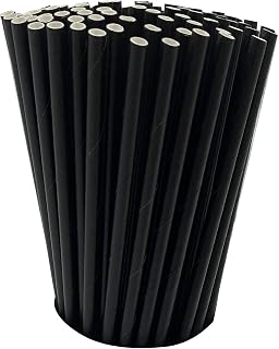 GDMINLO 100 Black Biodegradable Paper Straws co-Friendly Biodegradable Drinking Straws Bulk for Party Supplies, Bridal/Baby Shower, Birthday, Mixed Drinks, Weddings, Restaurant, Food Service