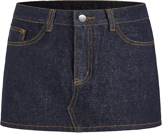 CIDER Women Mini Denim Skirt Low Waist Ultra Short Pocket Jean Skirts