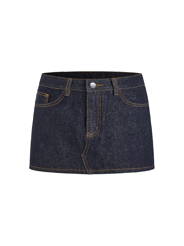 CIDER Women Mini Denim Skirt Low Waist Ultra Short Pocket Jean Skirts