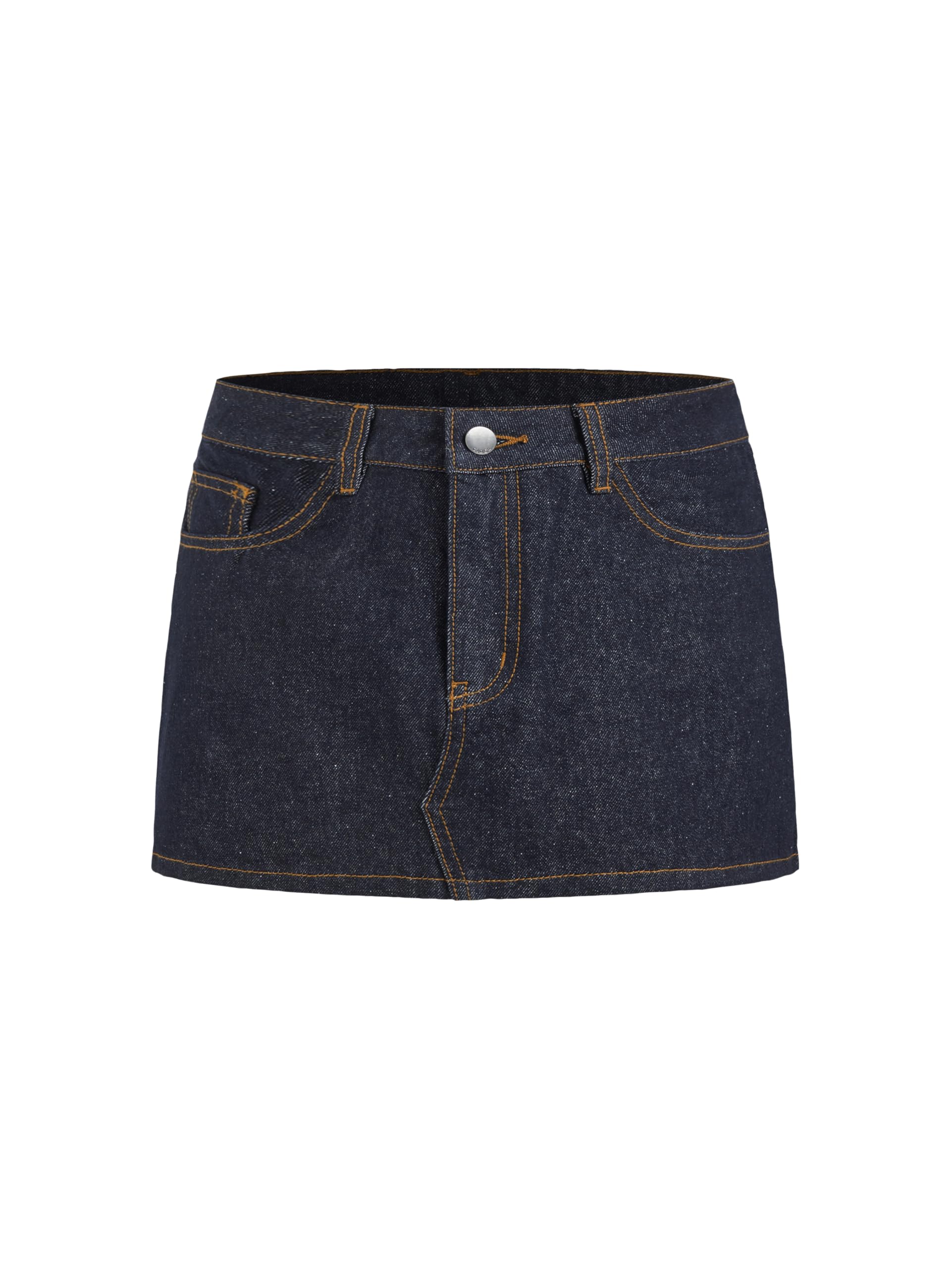 CIDER Women Mini Denim Skirt Low Waist Ultra Short Pocket Jean Skirts