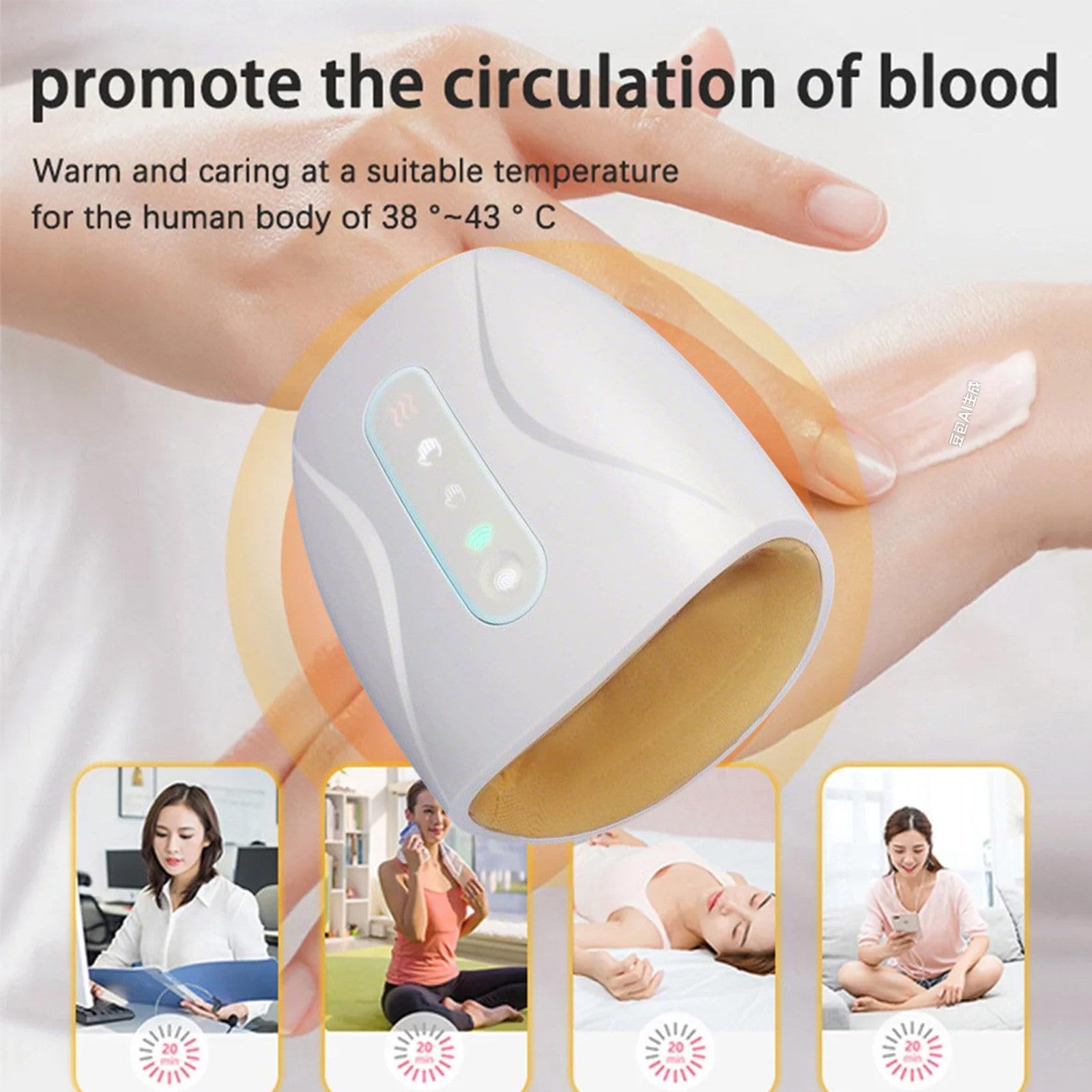Masajeador de Manos inalámbrico con máquina de Calor, Masaje multinivel, diseño con división de Dedos, 2 Niveles de Control de Temperatura, Agarre para Padres