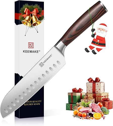 KEEMAKE Cuchillo de chef Santoku  Cuchillo de cocina ultra afilado de 7 pulgadas con hoja de acero inoxidable para cocinar carne, frutas y verduras disponible en Yaxa Costa Rica