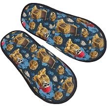 Navy Blue Skull Nautical Print Slippers for Women Men, Cute House Shoes Fuzzy Dorm Bedroom Slippers for Women IndoorM