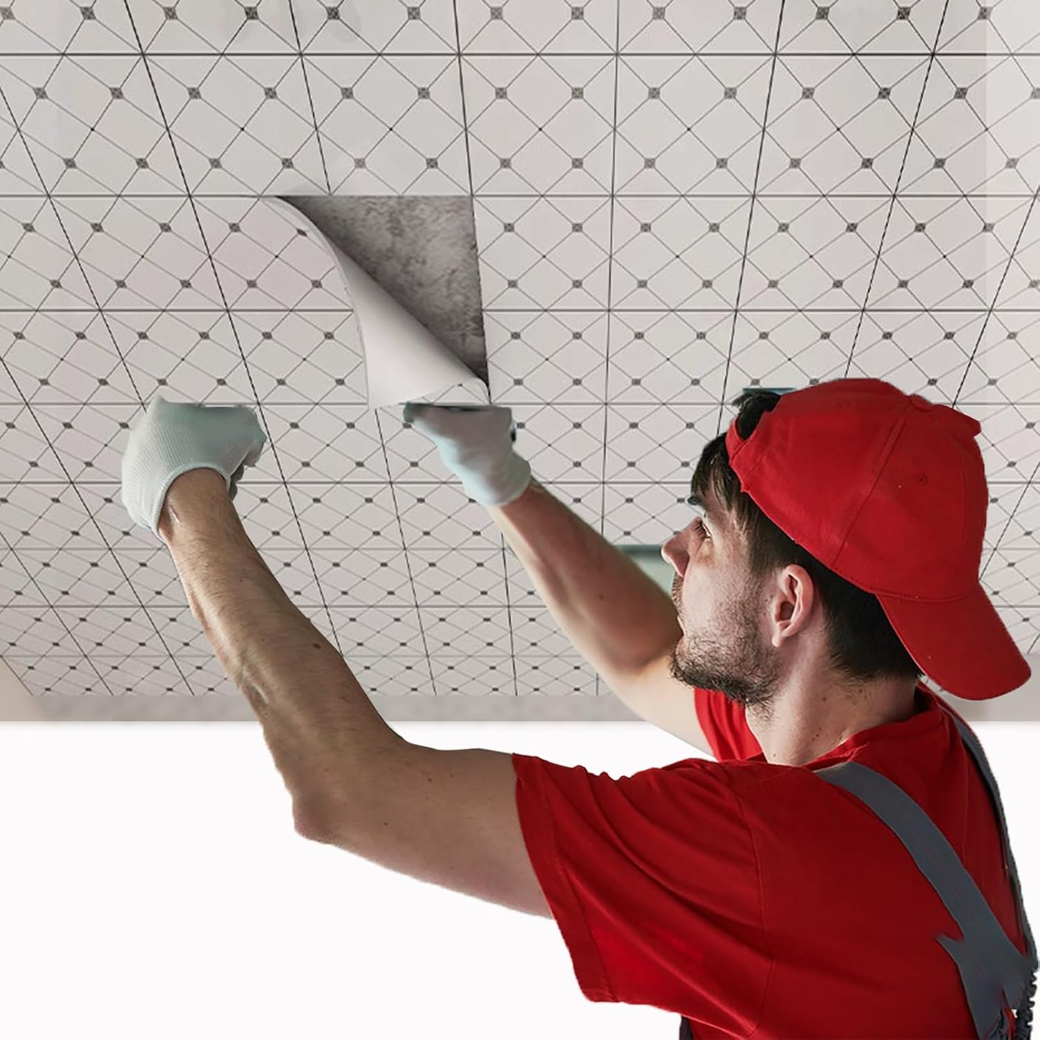 Square Ceiling Tiles for Suspended Drop, Rustic Ceiling Covers for Farmhouse/Restaurant, Decorative Ceiling Wallpaper for Vinyl Walls Tiles(Deep Coffee,10 Pack)