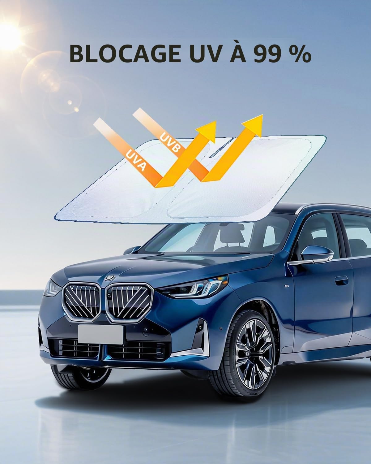[Amélioré] Pare-Soleil pour Pare-Brise BMW 5er G30 G31 G38 X3 G45 X1 F48, Parasol de Voiture Pliable Bloque Les Rayons UV & Chaleur, Protection Solaire Accessoire Été