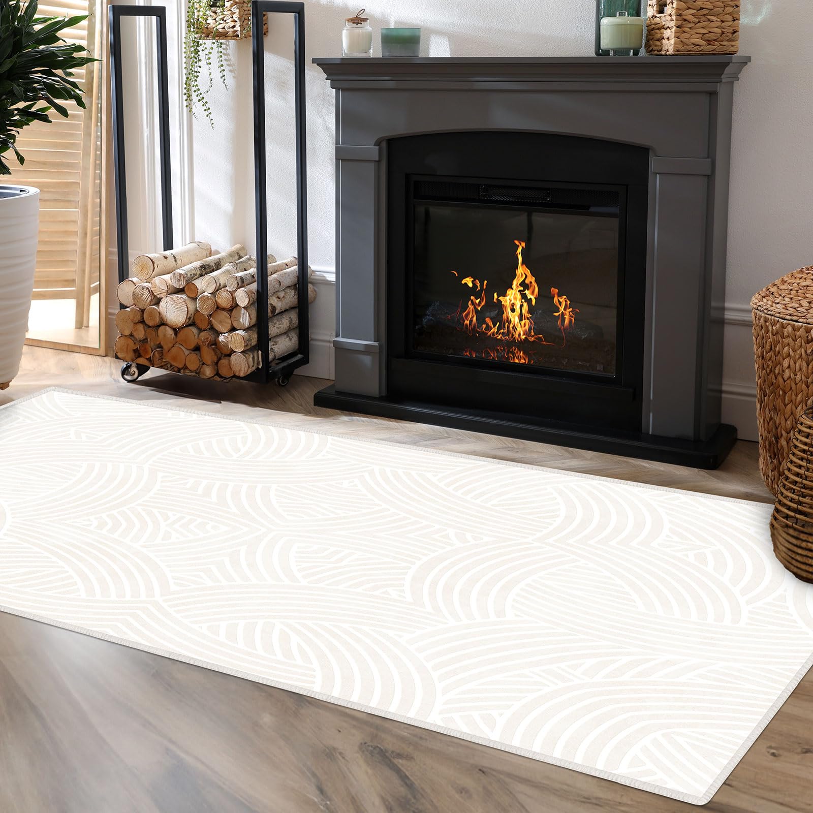 HOMFINE Modernas Alfombra Salon-Grandes Alfombra Habitacion Alfombra Dormitorio Alfombras Pelo Corto Tapetes para Sala Suave y Antideslizante Alfombra Lavable Lavadora 120x170cm Beige