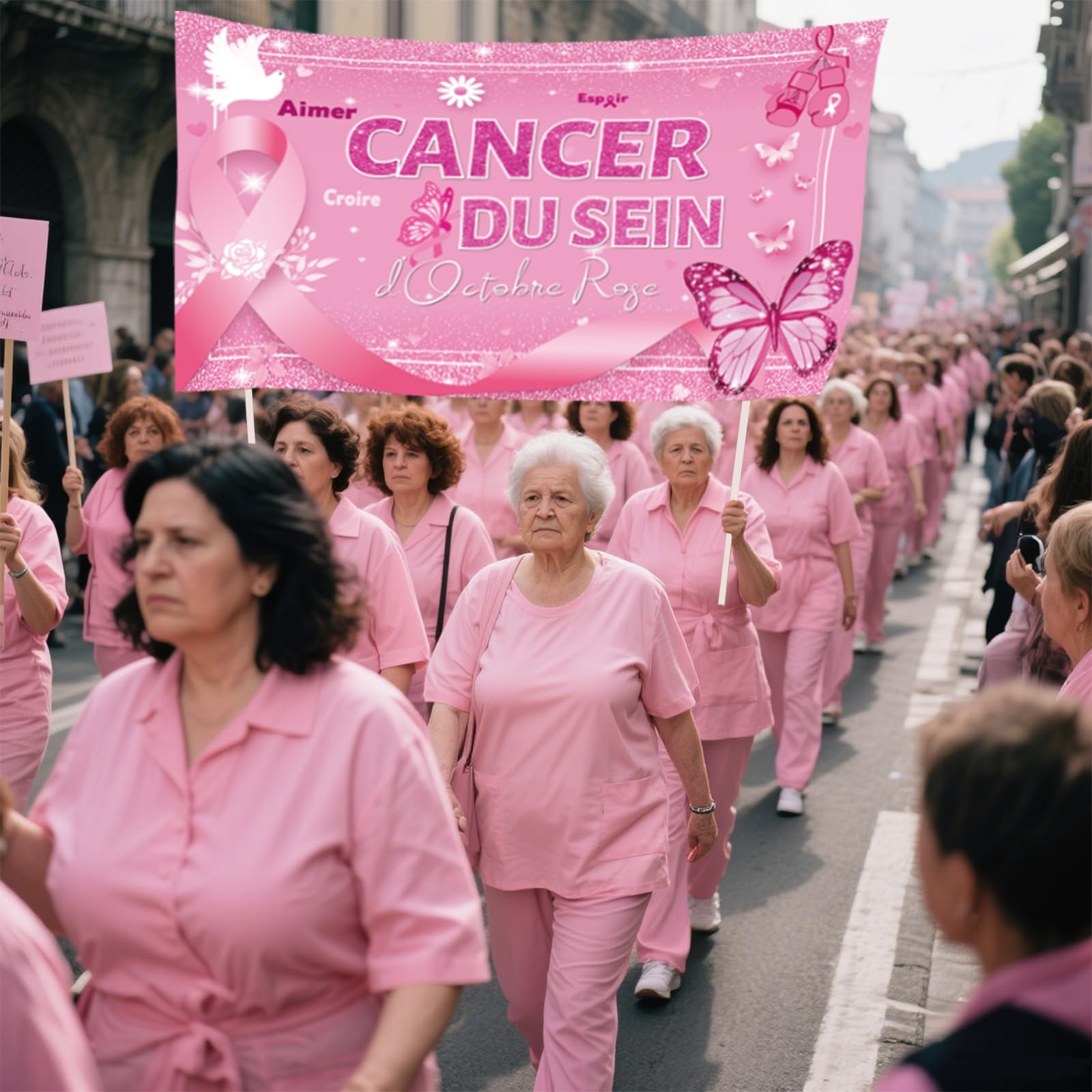 Sensibilisation Cancer Du Sein D'Octobre Rose Bannière Décoration