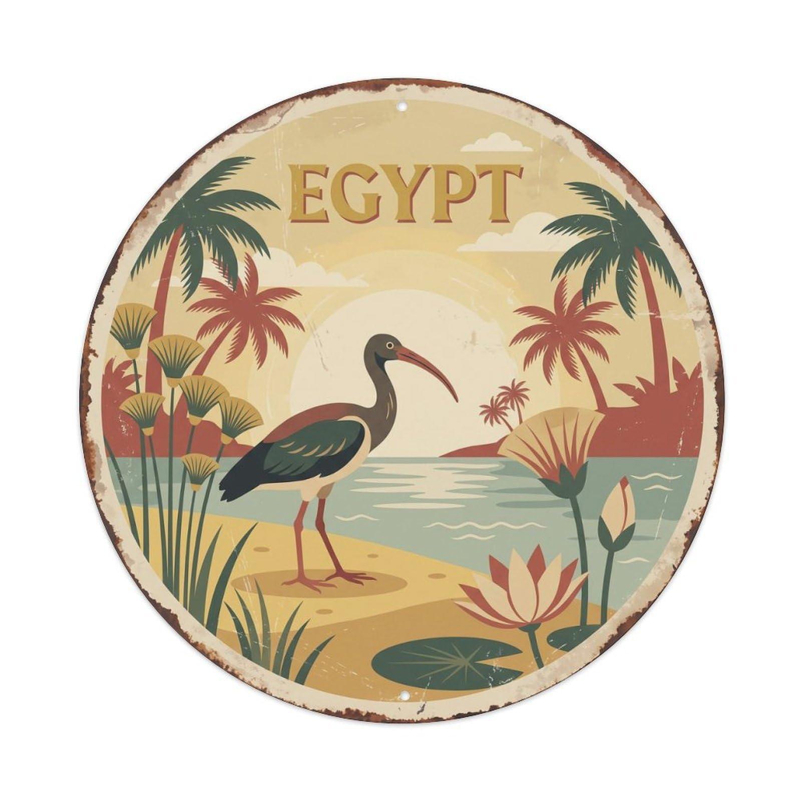 Egypt Ibis Nile Riverbank Metal Tin Sign