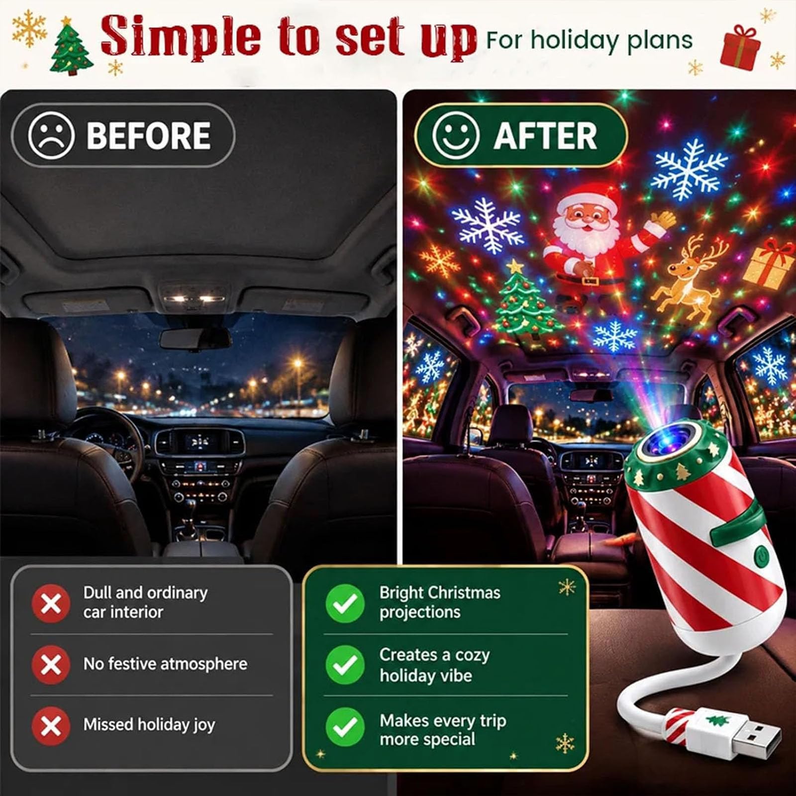 Proiettore di luci natalizie per auto, 6/12/24 motivi natalizi (24pc)