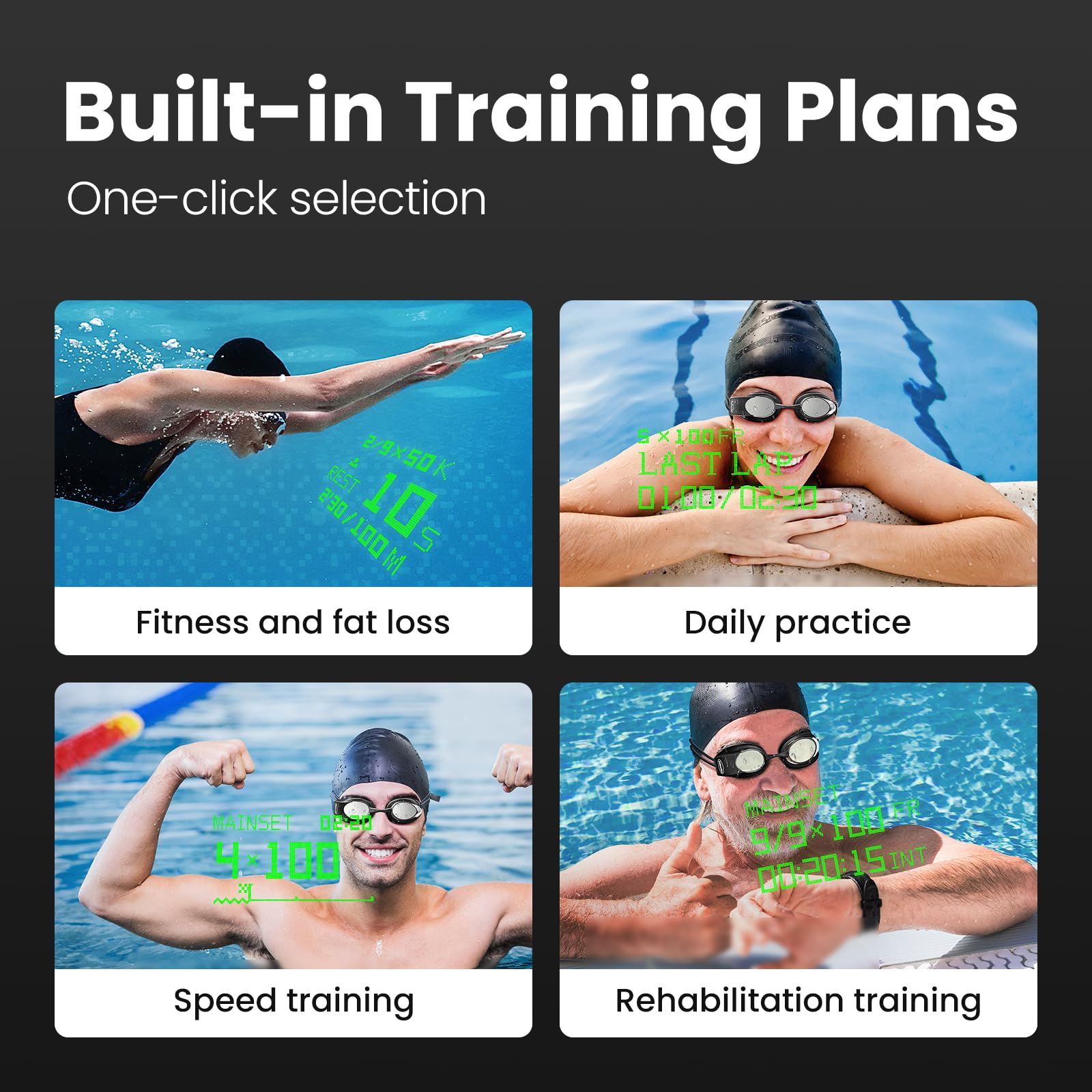 Holoswim Gafas de Natación Inteligentes 2 Pro, Gafas de Natación AR, Pantalla Digital HD en Tiempo Real, Análisis de Datos de IA en la Aplicación, Antivaho, Compatible con Relojes Apple y Garmin