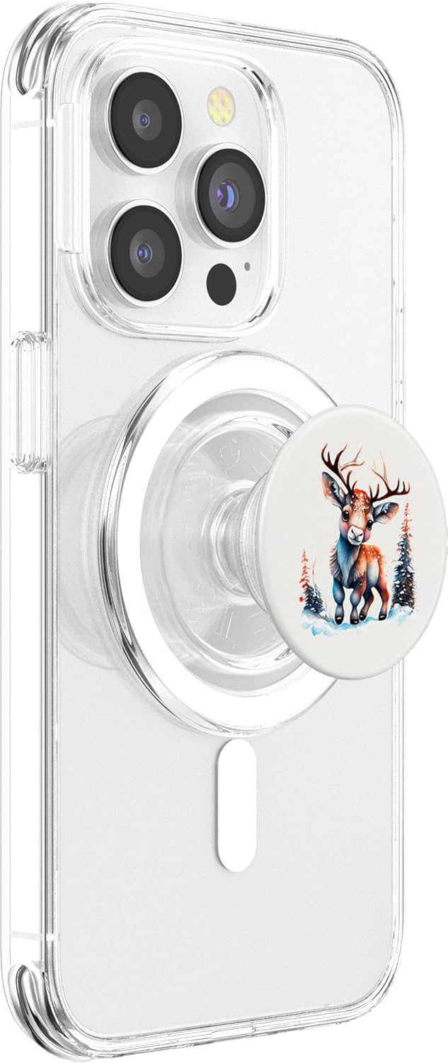 Cute Reindeer Christmas Winter Scene Aesthetic PopSockets MagSafe PopGrip for iPhone