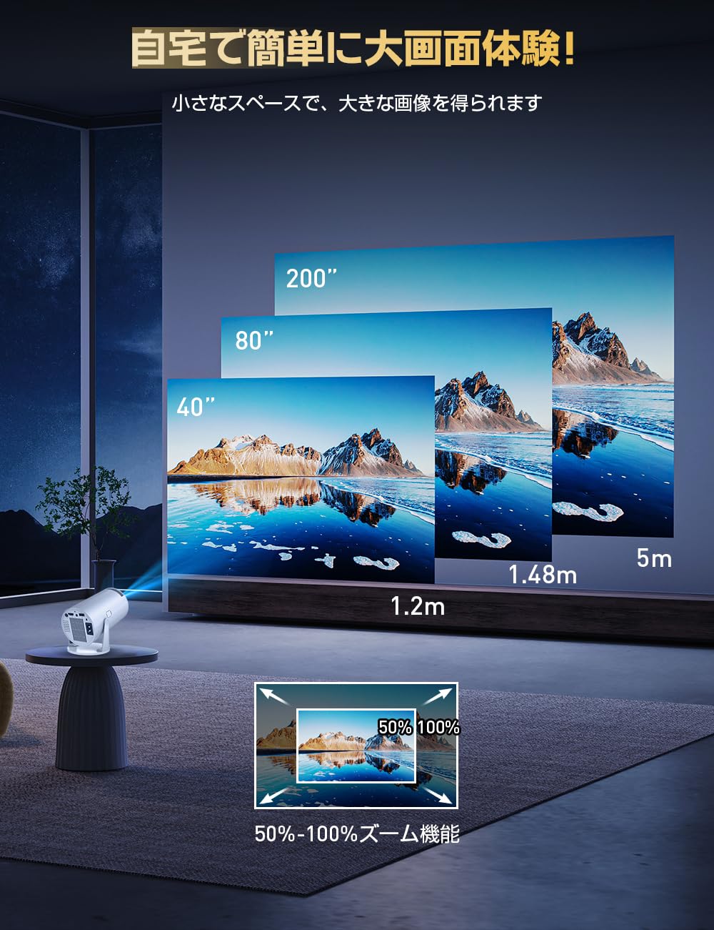 Amazon.co.jp: プロジェクター 家庭用 【270°回転・4K対応・Android TV