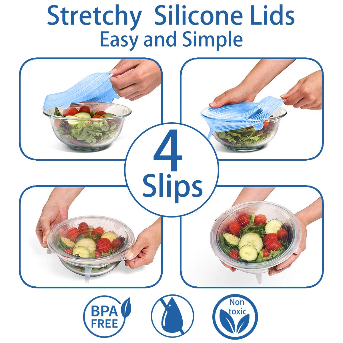 Silicone Stretch Lids,Durable & Eco-Friendly Elastic Lids 4