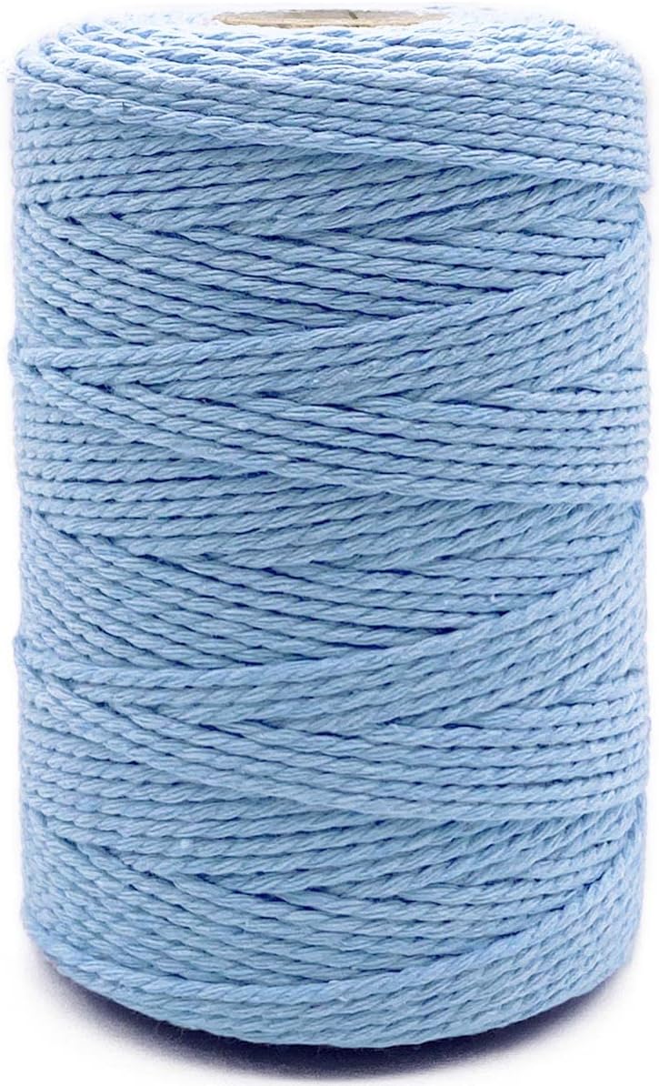 Twine String,500 Feet Cotton Butchers Twine String Cooking Kitchen Twine for Crafts Roasting Gift Wrapping DIY Decoration Gardening Packing Materials,Baby Blue