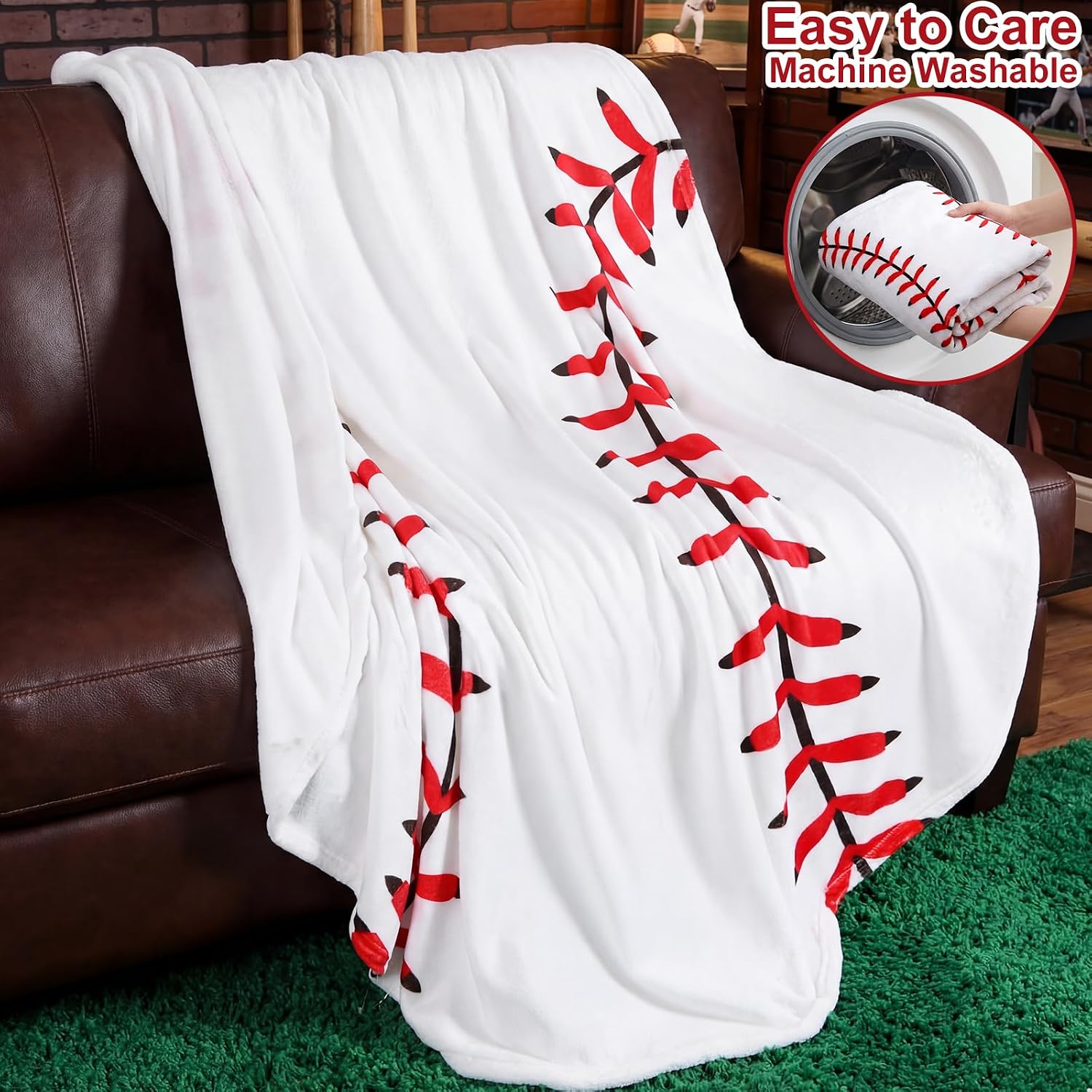 Eurzom 12 Pcs Baseball Throw Blankets Bulk for Teens Adults 60" Round Soft Flannel Sport Ball Blanket Team Gift for Baseball Lovers Coaches Players Senior Night Birthday Party Supplies