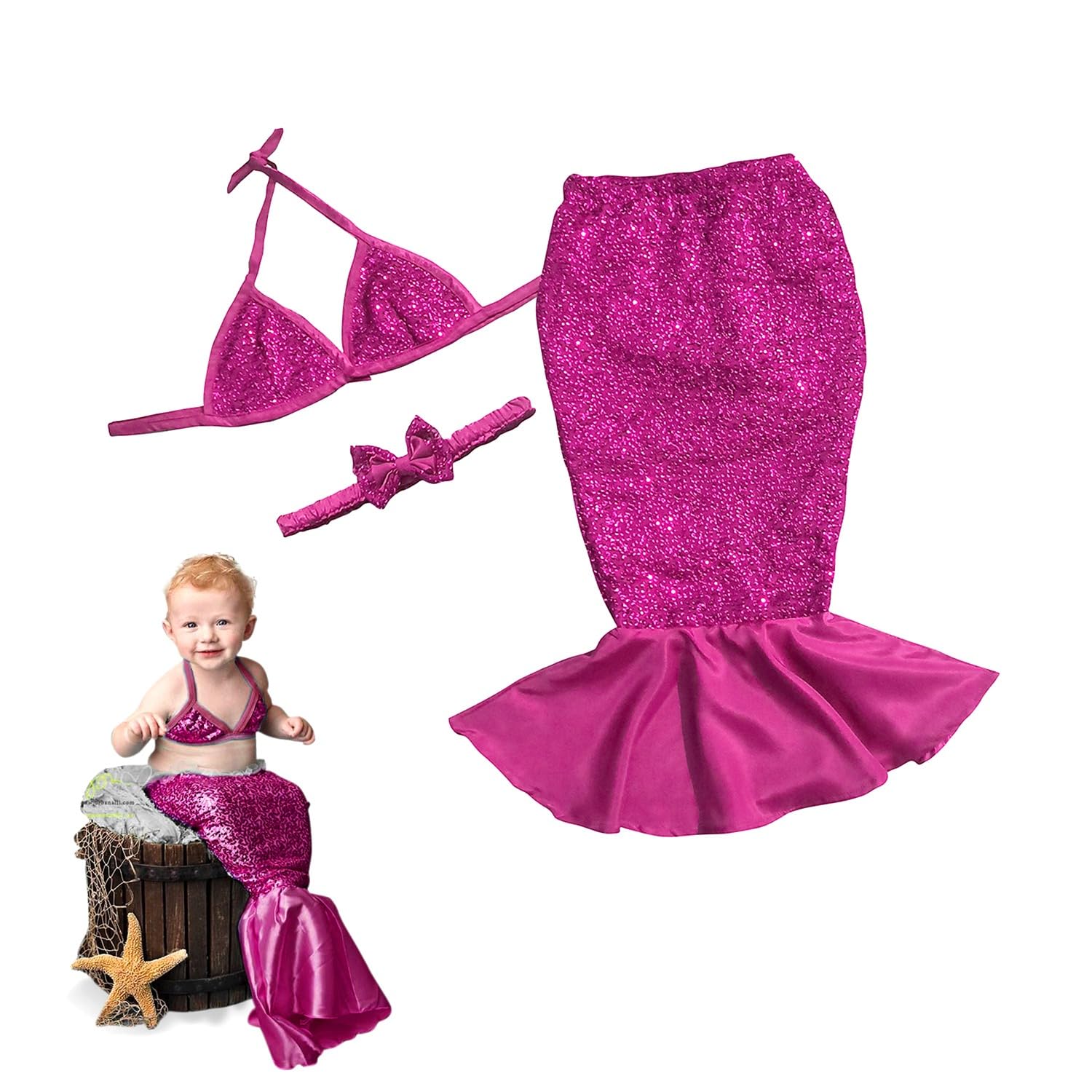Baby-jn. Polycotton Kids Birthday Phoroshoot Dress(Set Of 3) Mermaid Dress Photography Shoot Props Costume (6-18 Months,Pink) (B0CFS5FTX5) Amazon Price History, Amazon Price Tracker