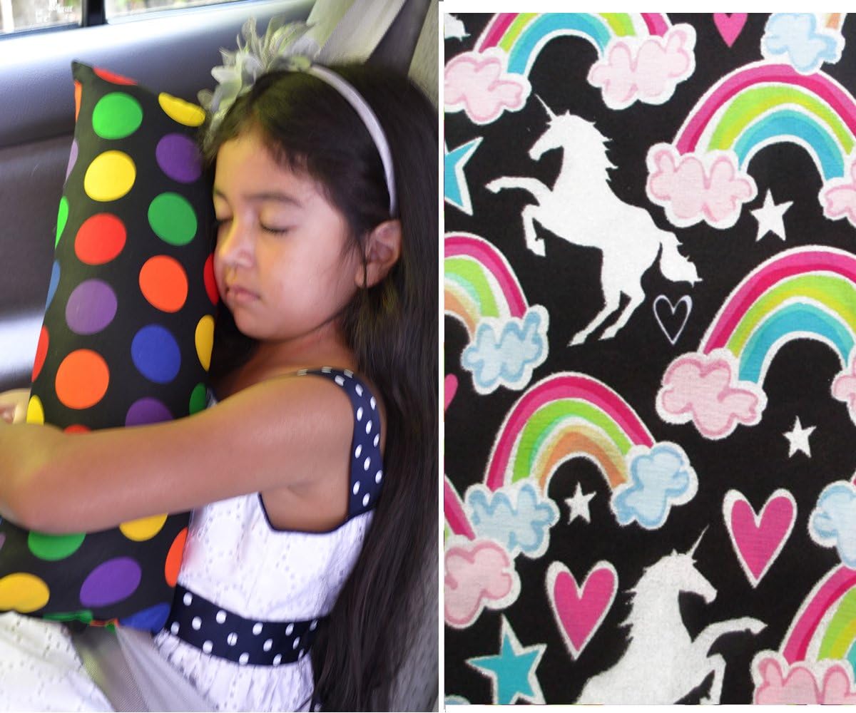Personalized Seatbelt Travel Pillow - Unicorns and Rainbows