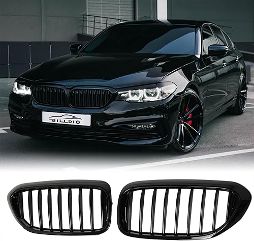 Miniatura 91 de Rejilla frontal F10 para riñón con doble listón, color negro brillante, compatible con BMW Serie 5 2010-2017, F10, F11, F18, Sedan 520i, 528i, 535d
