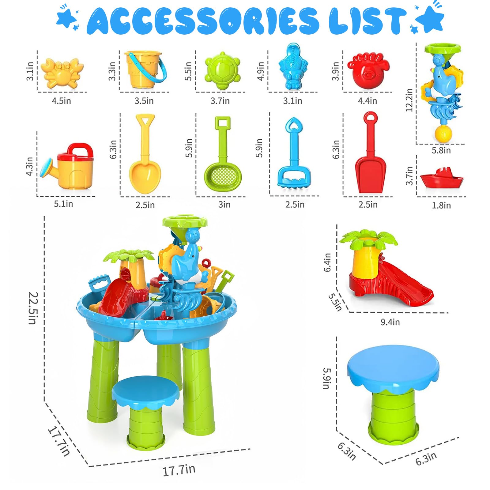 Diealles Shine Wasserspieltisch, Multifunktional Wassertisch Kinder Outdoor, Sand und Wasserspieltisch ab 1 2 3 4 Jahre, Wasser Spieltisch Kinder Outdoor Strand Sommer Aktivität