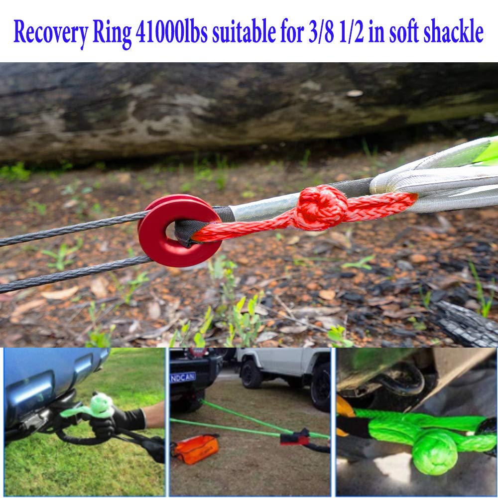 AstraDepot Recovery Snatch Ring 41000lbs Kit for Soft Shackle, Tree Saver, Winch Strap, Tow Strap Emergency Truck Towing ATV UTV Off-Road 4WD (1X Snatch Ring, Red)