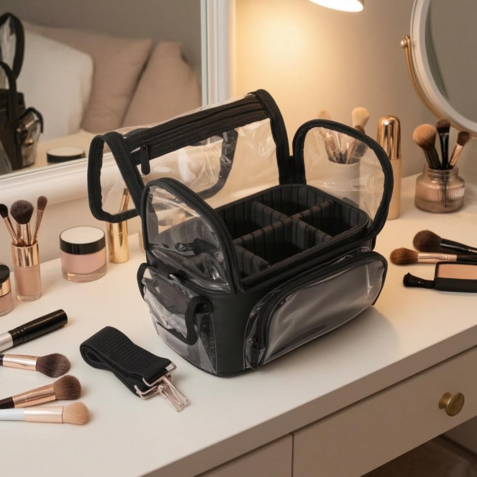 Neceser PVC Reutilizable Organizador Cosméticos Resisn Al Organizador Artículos Tocador para Viajes, Hogar