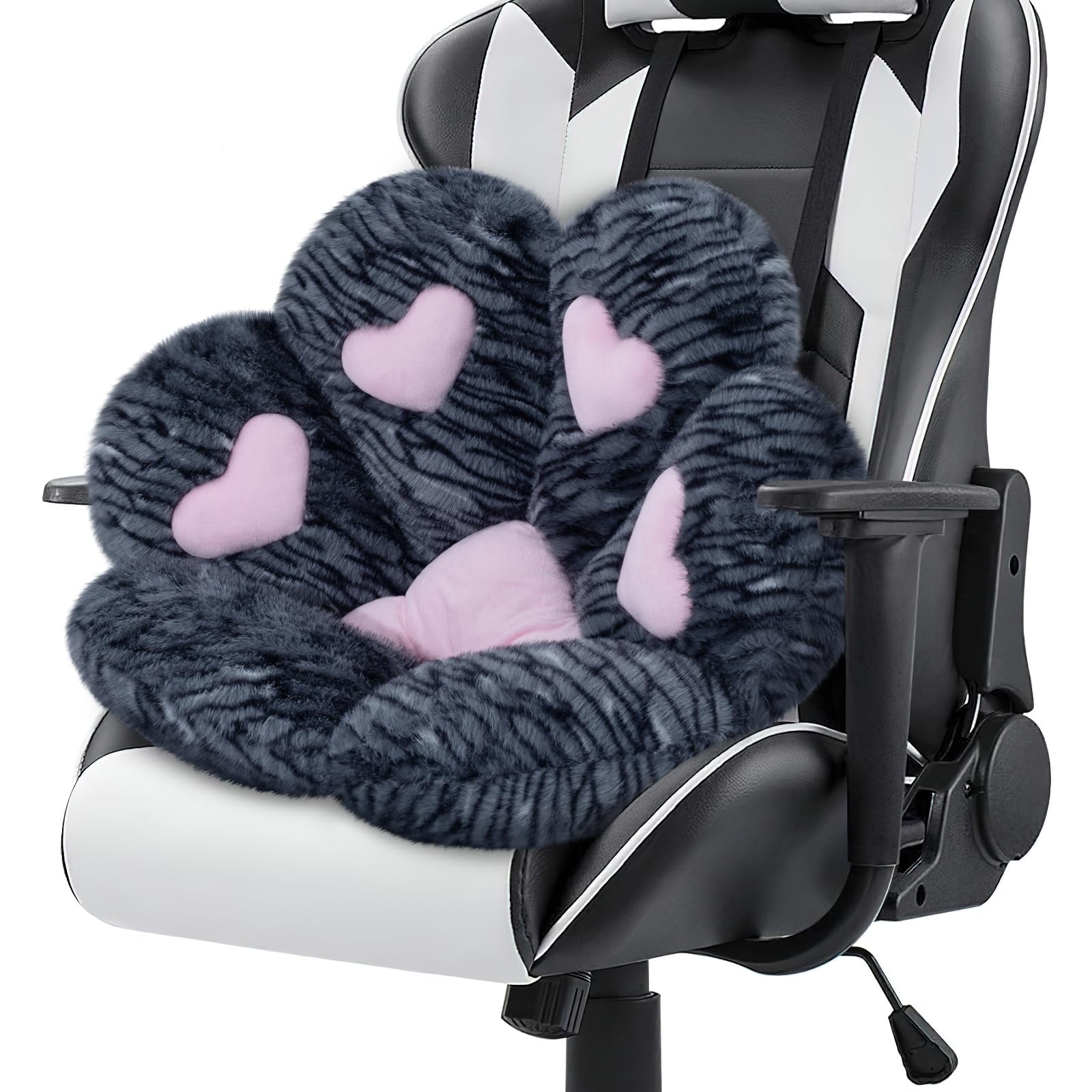 MOONBEEKI Cat Paw Cushion Chair Comfy Kawaii Plush Seat Cushions Shape Lazy Pillow for Gamer Chair 28"x 24" Cozy Floor Cute Seat Kawaii for Girl Worker Gift, Dining Room Bedroom Decorate Black: Black Silver 28 Inch