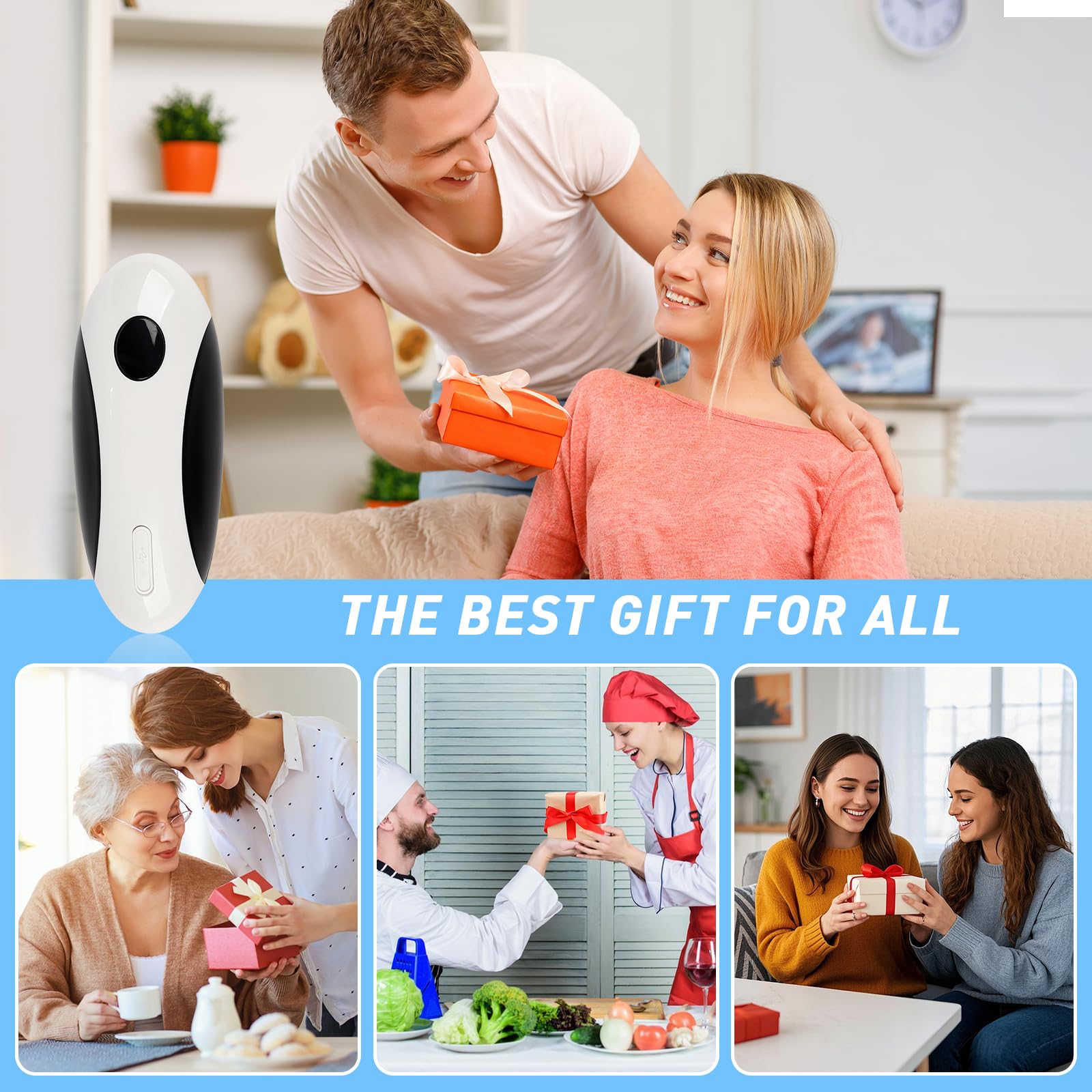 Abrelatas eléctrico recargable de un solo toque, manos libres, automático, de borde suave, para personas mayores y artritis, carga rápida USB-C, compacto para cocina, camping, todos los tamaños de