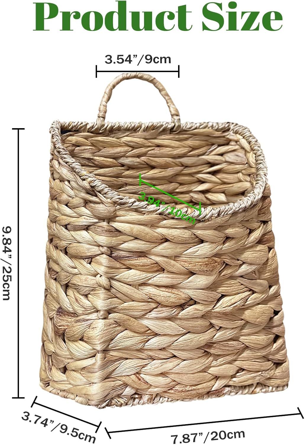 Woven Wall Hanging Basket – Water Hyacinth Flat Back Basket for Front Door, Wall Mounted Storage & Entryway Organizer, Rustic Farmhouse Wall Decor (woven color)