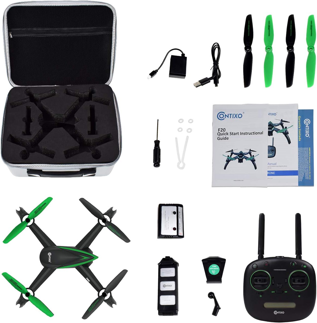 Contixo F20 GPS RC Quadcopter Photography Drone - 5GHz WiFi1080P FHD Gimbal Camera, Follow Me, Follow Me Waypoint 20 Minute Flight Time Brushless Motors (Renewed)